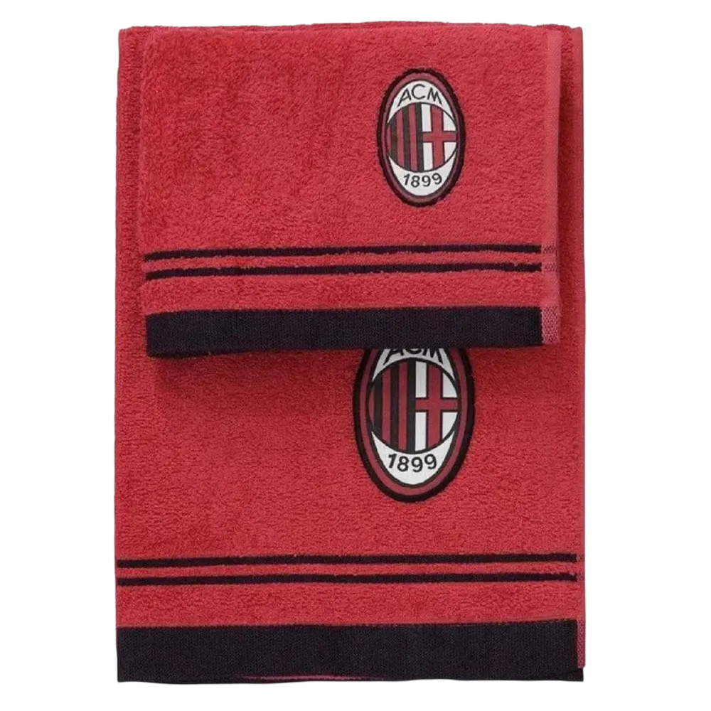 Set asciugamani ufficiale Milan 1+1 in spugna di cotone