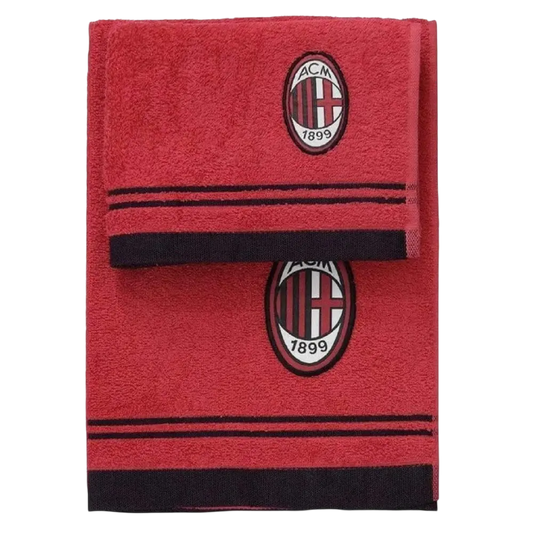Set asciugamani ufficiale Milan 1+1 in spugna di cotone