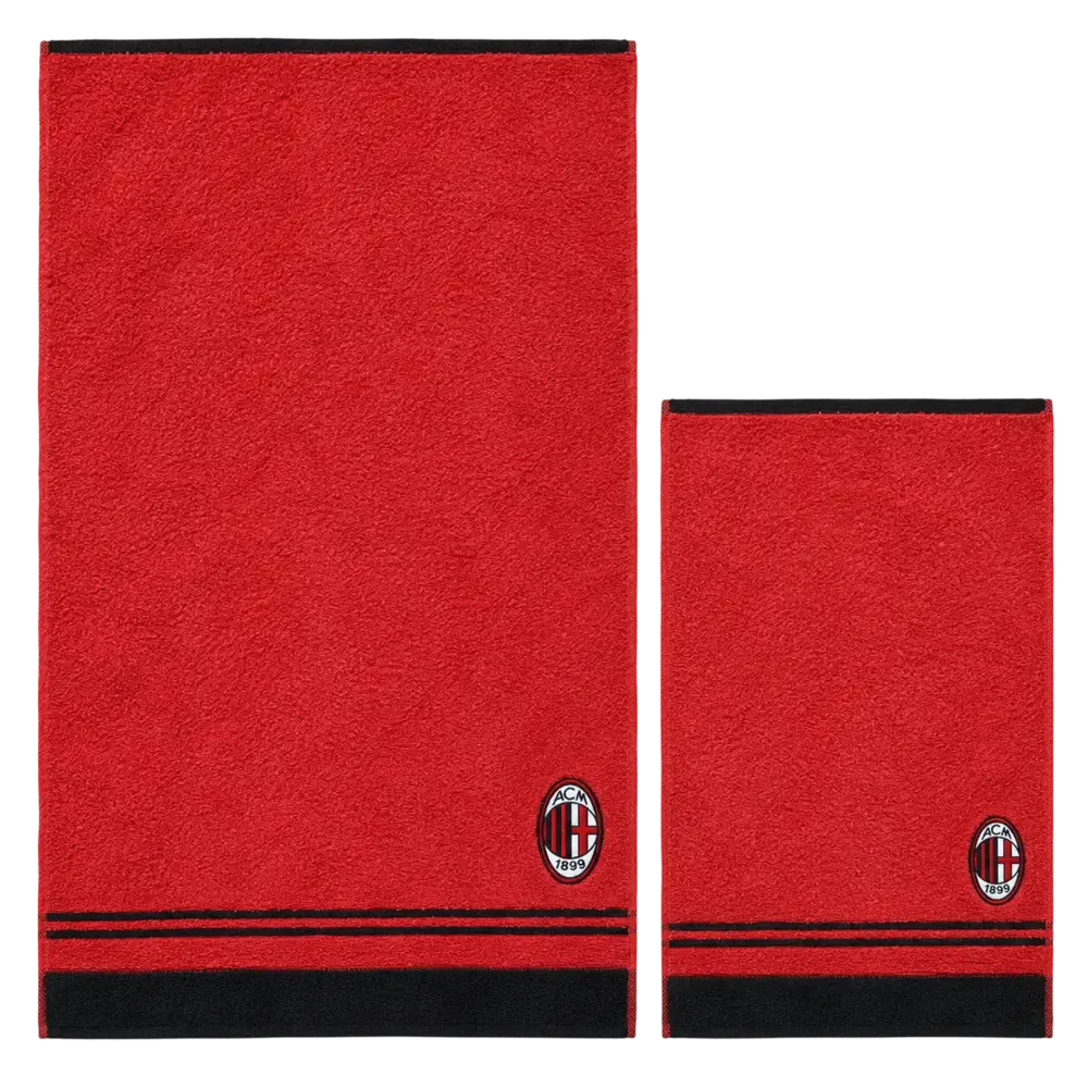 Set asciugamani ufficiale Milan 1+1 in spugna di cotone