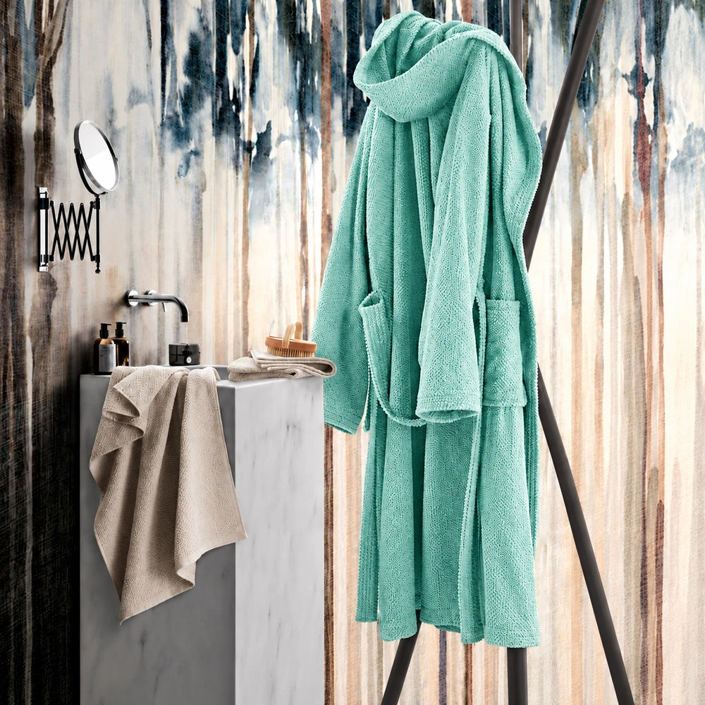 Accappatoio MIAMI in puro cotone jacquard a chicco di riso - Verde