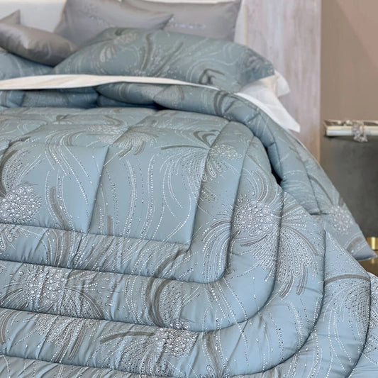 Trapunta matrimoniale Blumarine BELLE EPOQUE in raso di cotone - Stone Blue