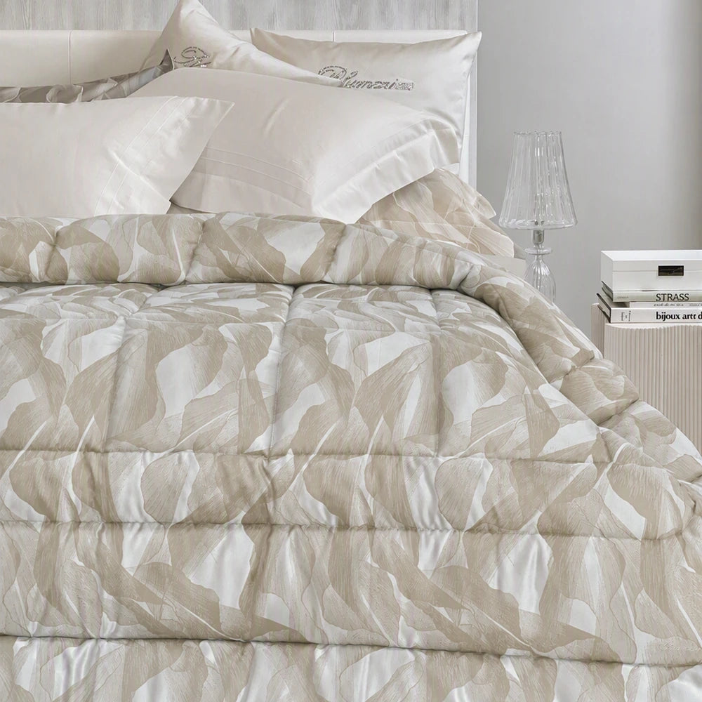 Trapunta matrimoniale Blumarine VERA in jacquard tinto in filo - Beige