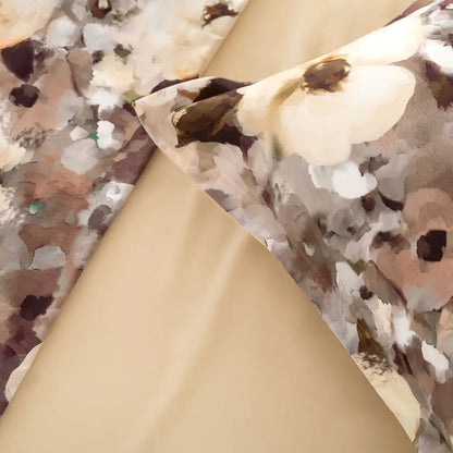 Completo lenzuola copriletto EIRA in percalle di cotone Beige – dettaglio della fantasia e del retro coordinato
