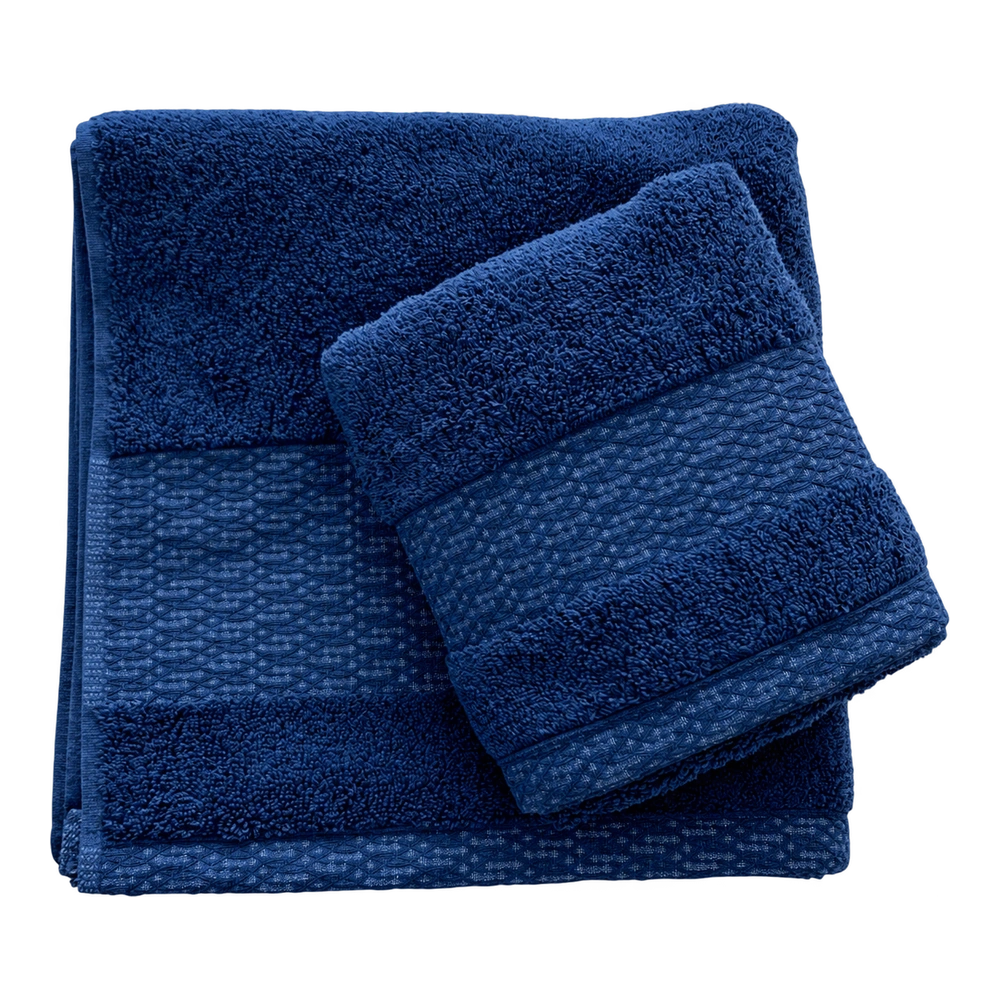 Coppia asciugamani viso e ospite LUXOR in puro cotone - Blu