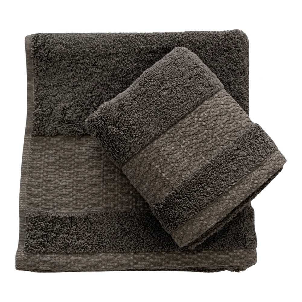 Coppia asciugamani viso e ospite LUXOR in puro cotone - Grigio