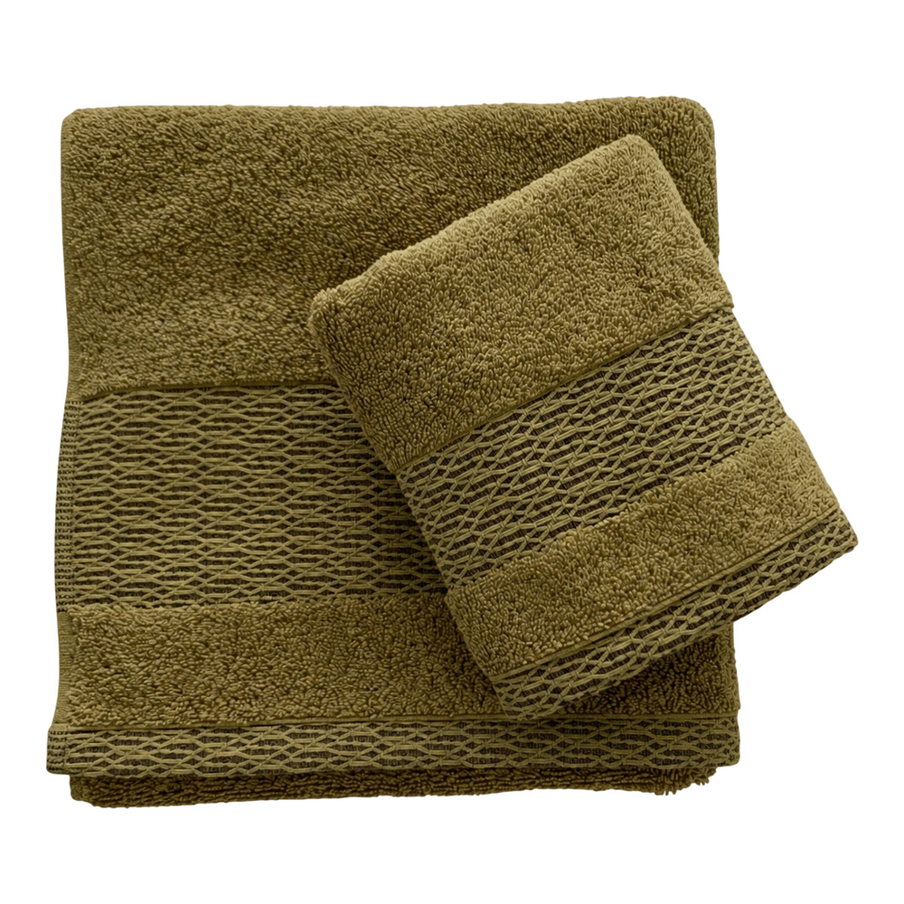 Coppia asciugamani viso e ospite LUXOR in puro cotone - Verde Pistacchio