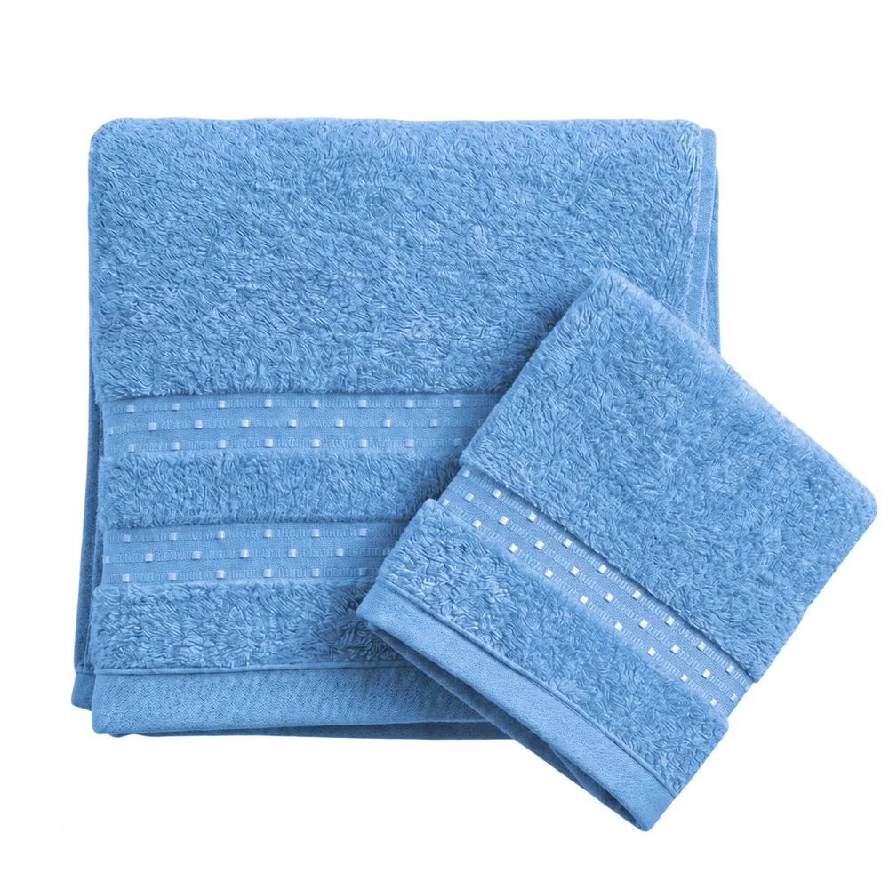 Coppia asciugamani 1+1 SULTAN in puro cotone - Azzurro