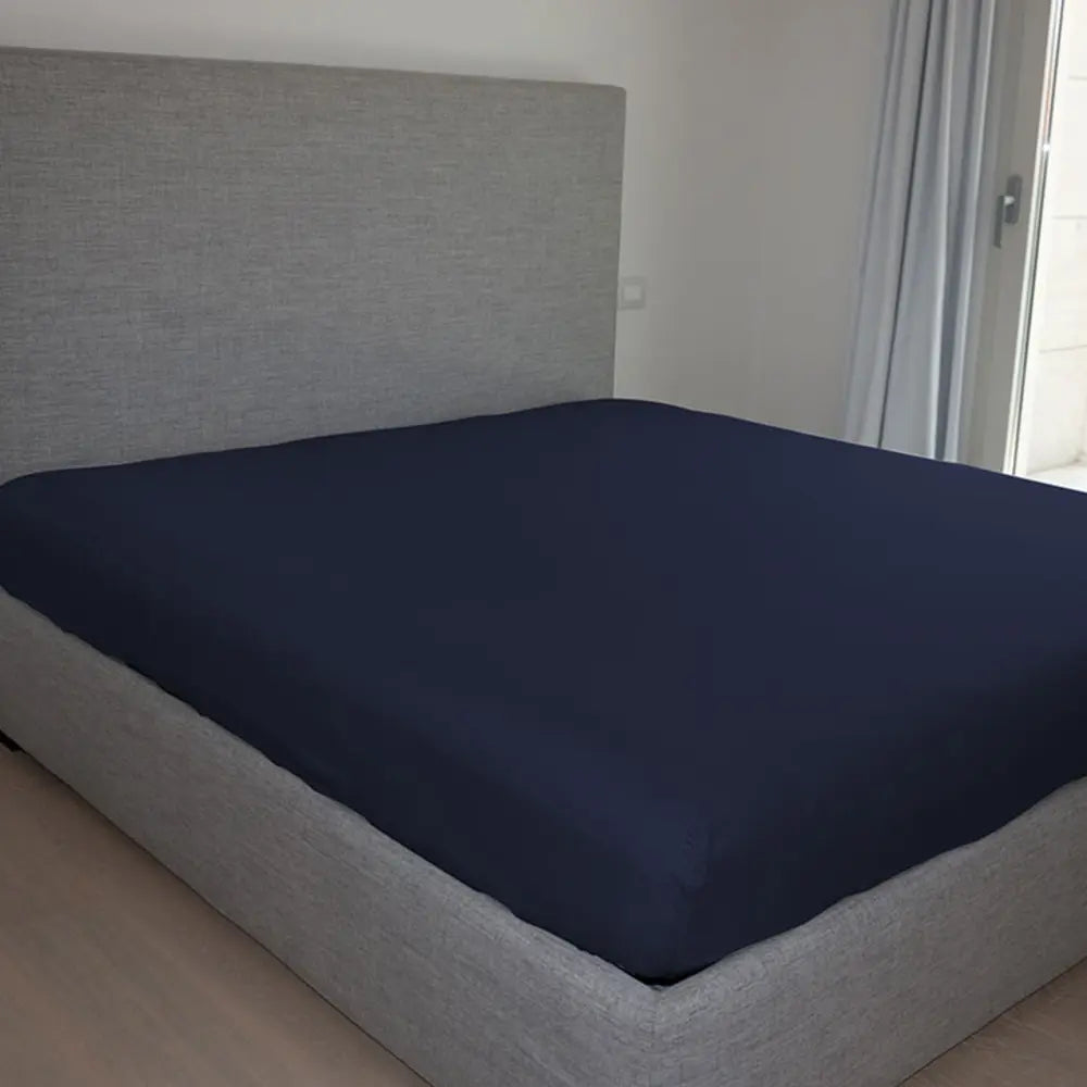 Lenzuolo sotto LARA NAVY in puro cotone