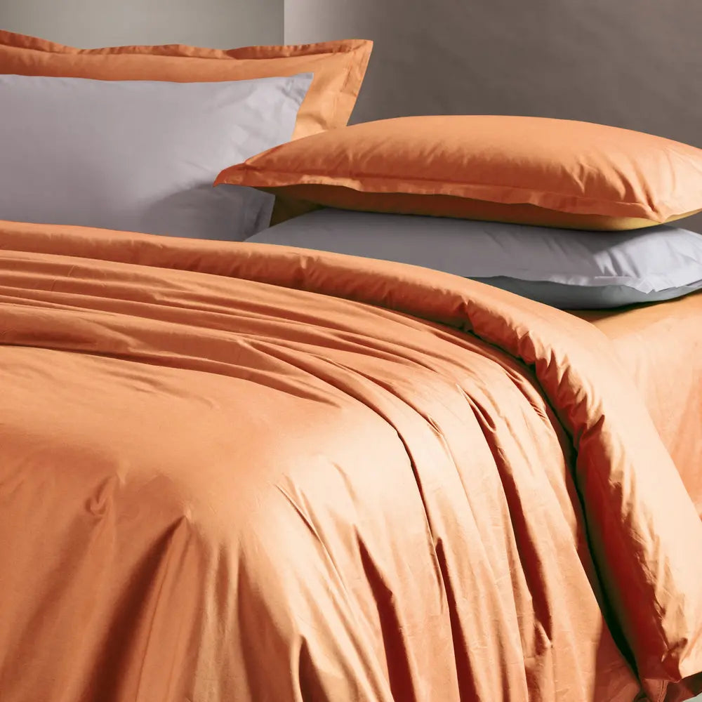 Parure copripiumino PAINT Arancione - letto in madapolam di puro cotone