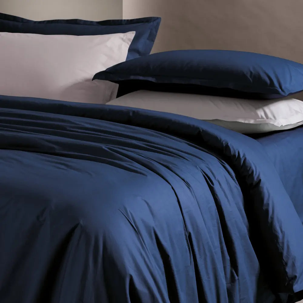 Parure copripiumino PAINT Blue scuro - letto in madapolam di puro cotone
