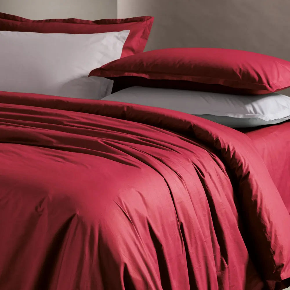 Parure copripiumino PAINT Bordeaux - letto in madapolam di puro cotone