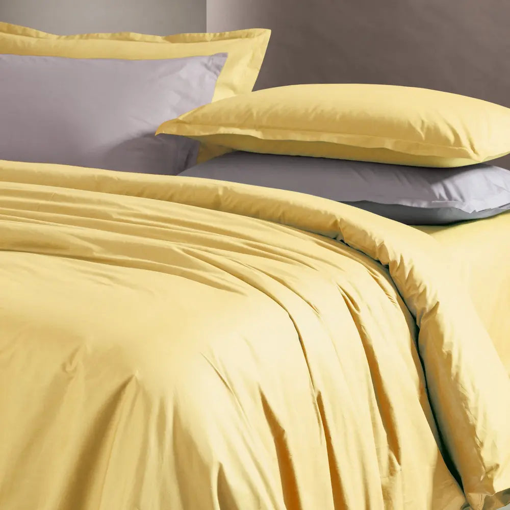 Parure copripiumino PAINT Crema - letto in madapolam di puro cotone