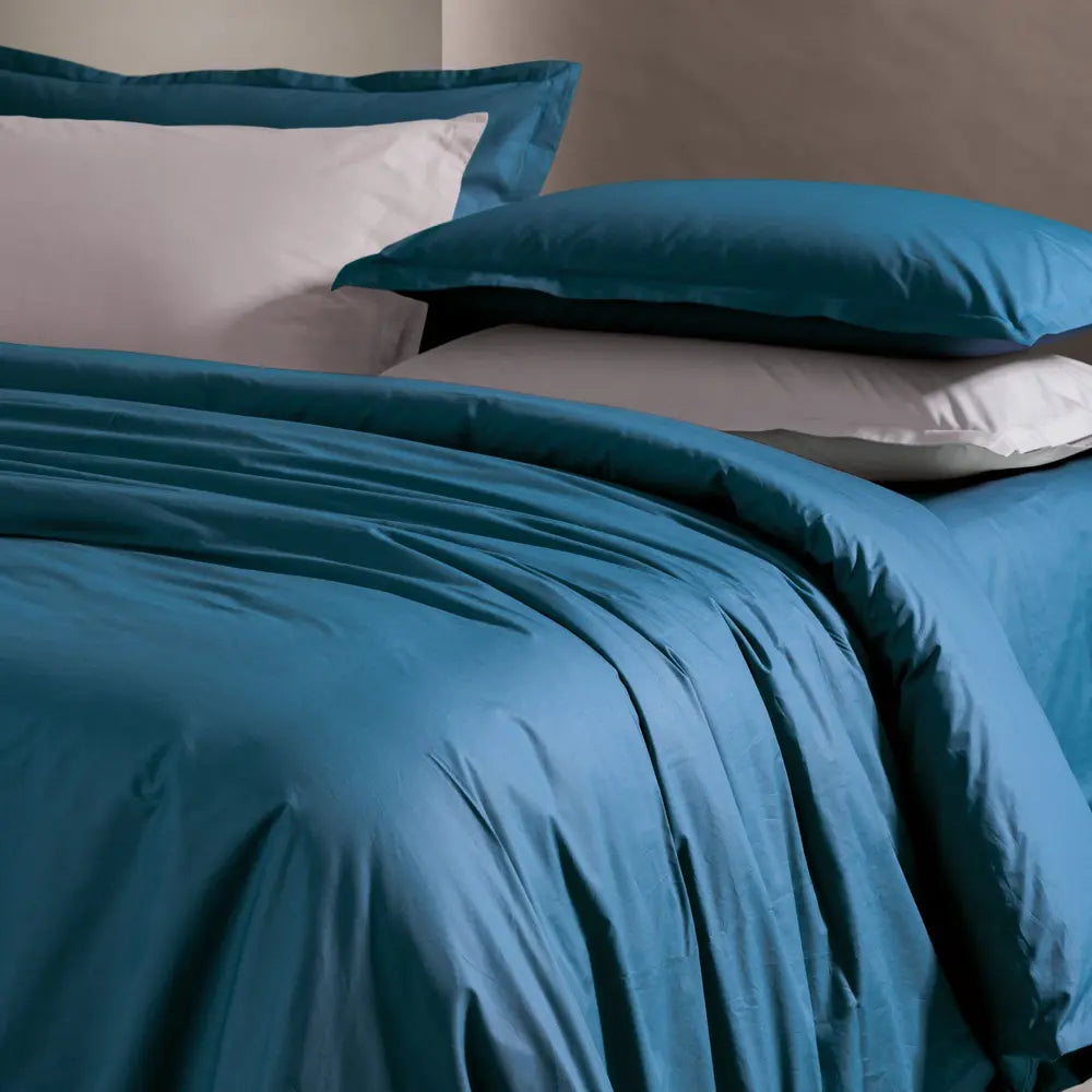 Parure copripiumino PAINT Ottanio - letto in madapolam di puro cotone