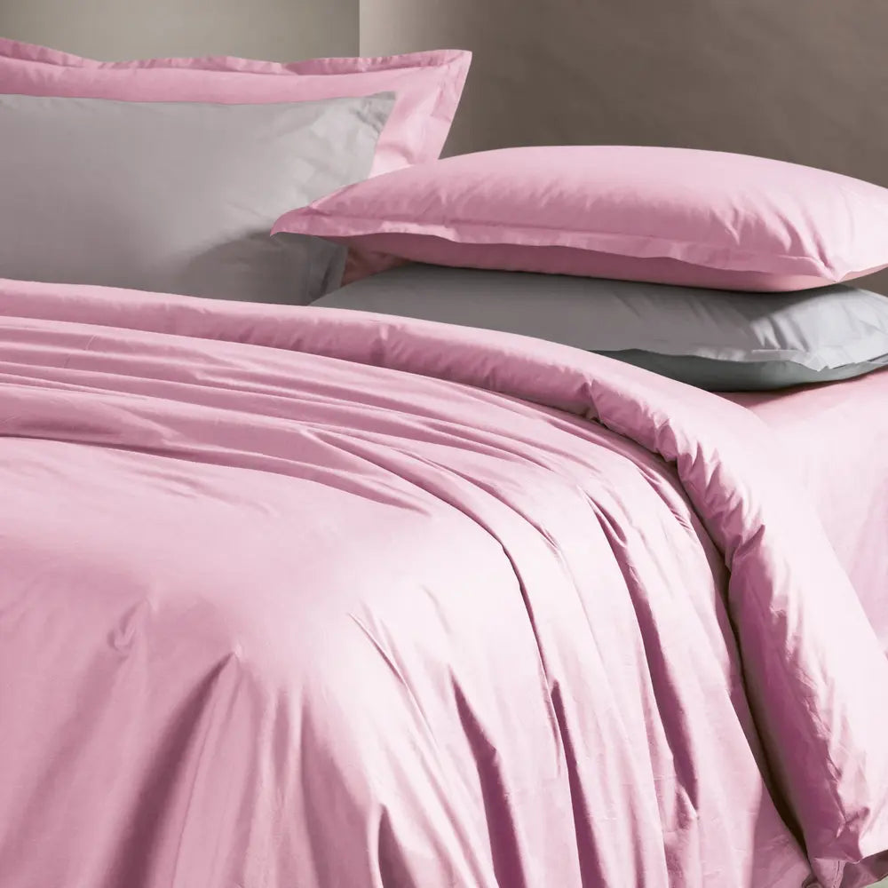 Parure copripiumino PAINT Rosa antico - letto in madapolam di puro cotone
