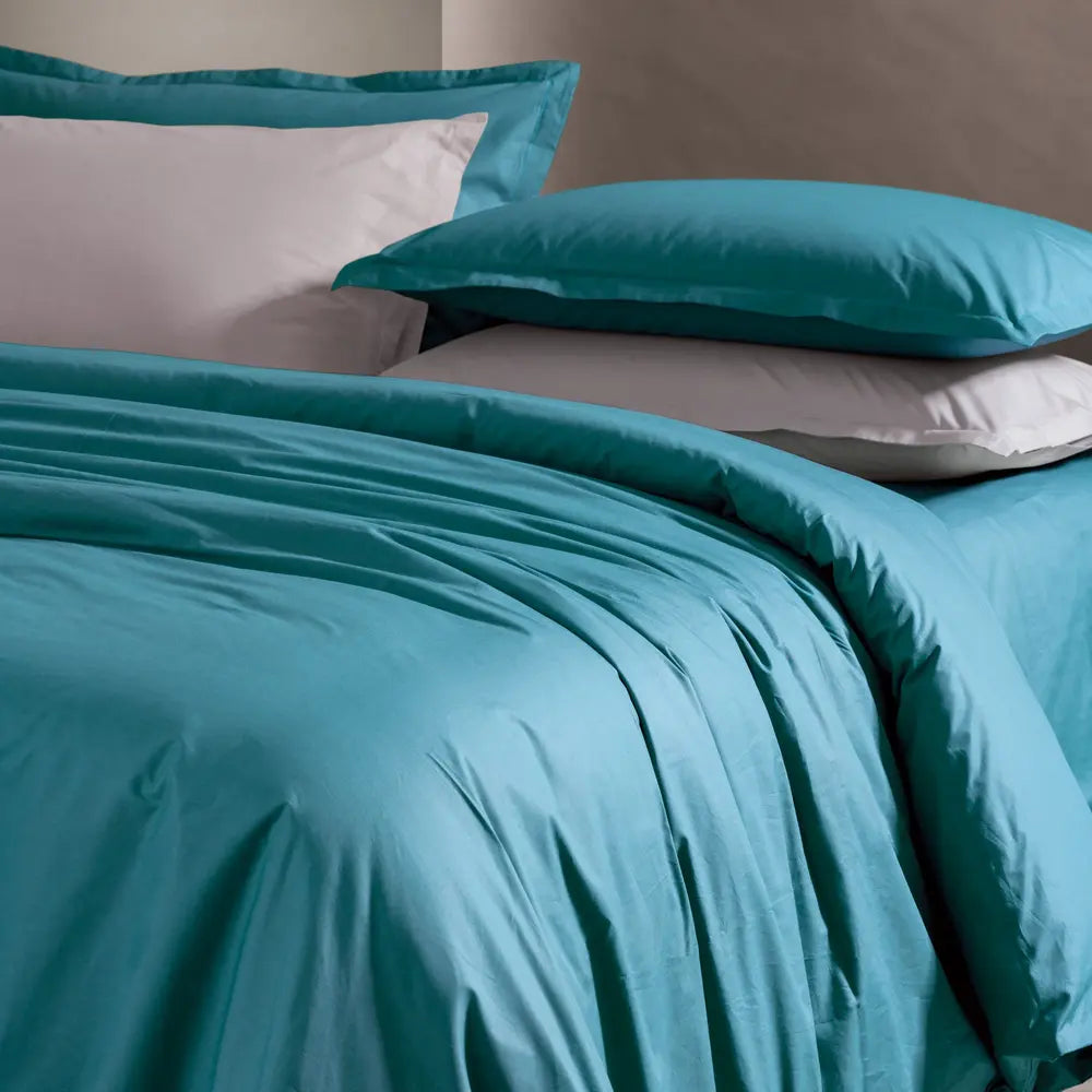 Parure copripiumino PAINT Turchese - letto in madapolam di puro cotone
