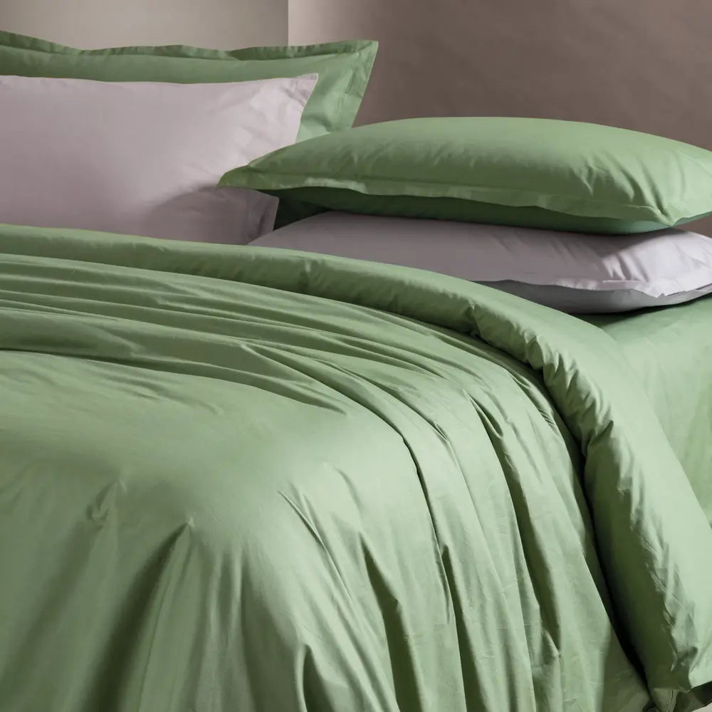 Parure copripiumino PAINT Verde muschio - letto in madapolam di puro cotone