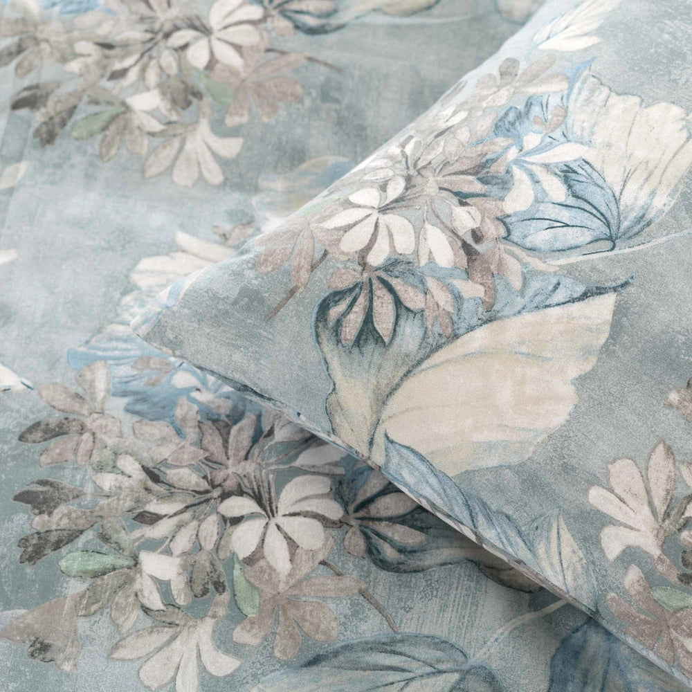 Parure copripiumino PERLA in puro cotone azzurro - federe
