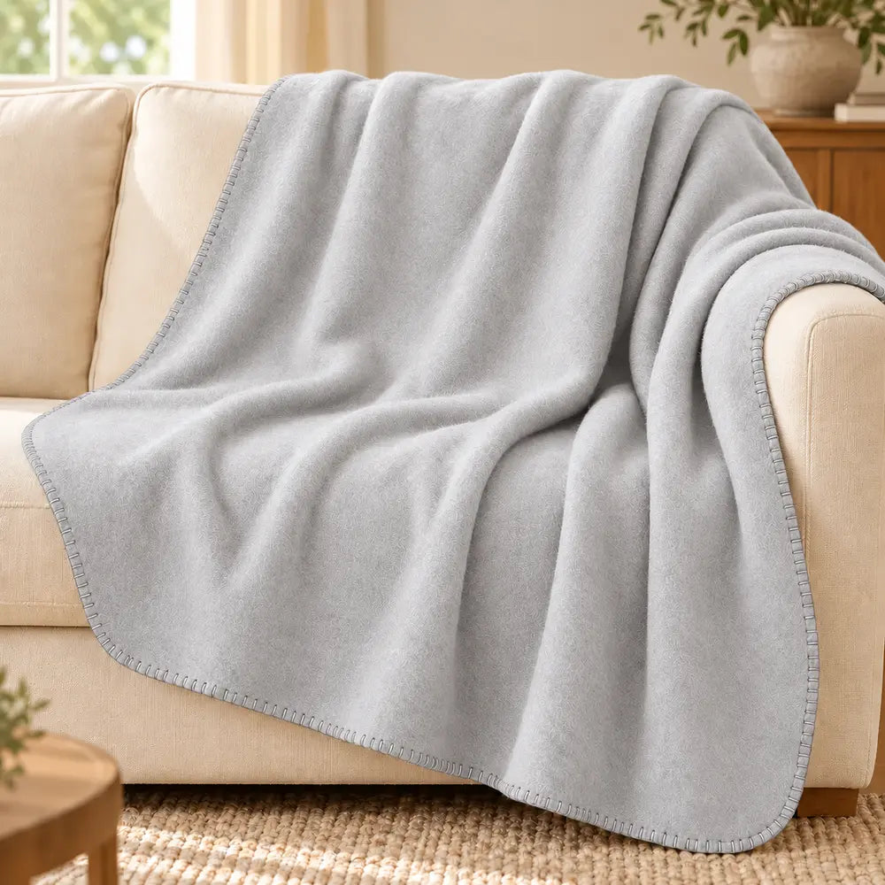 Plaid coperta in pile double face ALPURA 210 × 240 cm - Grigio Nuvola