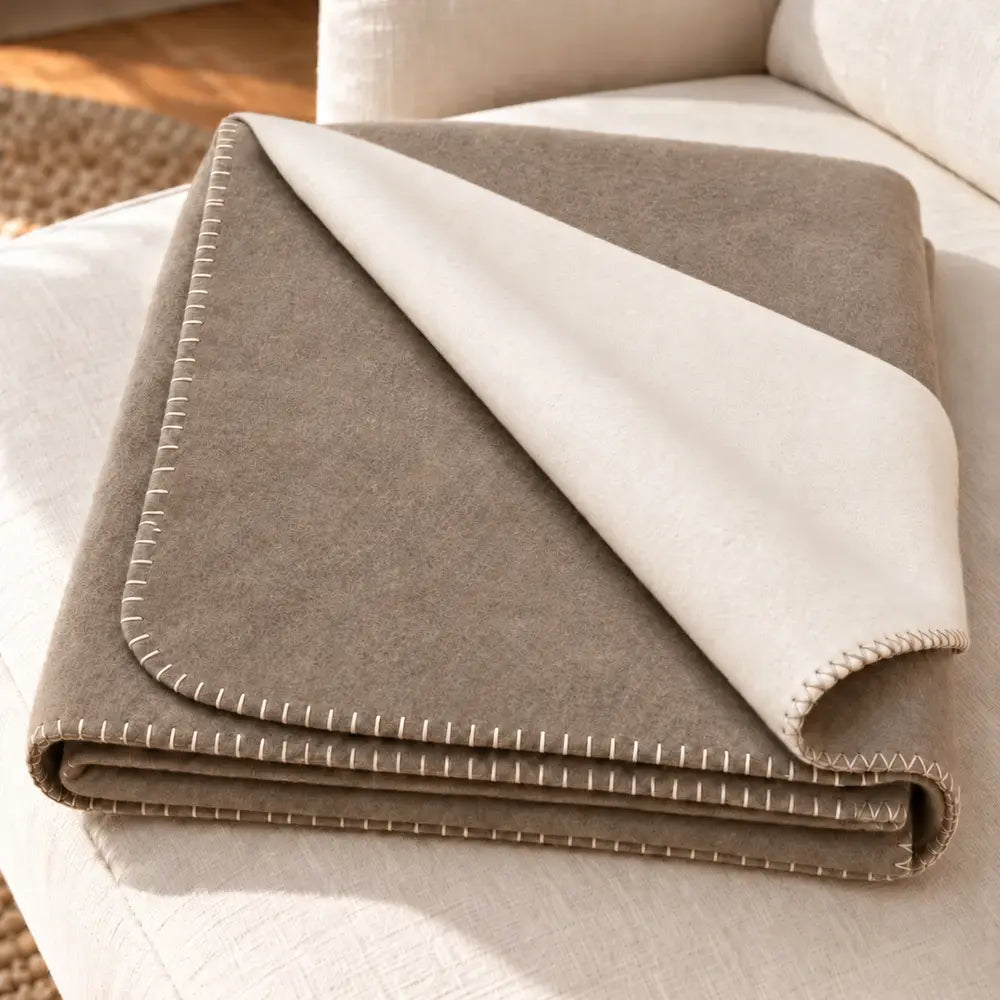 Plaid coperta in pile double face ALPURA 210 × 240 cm - Tortora