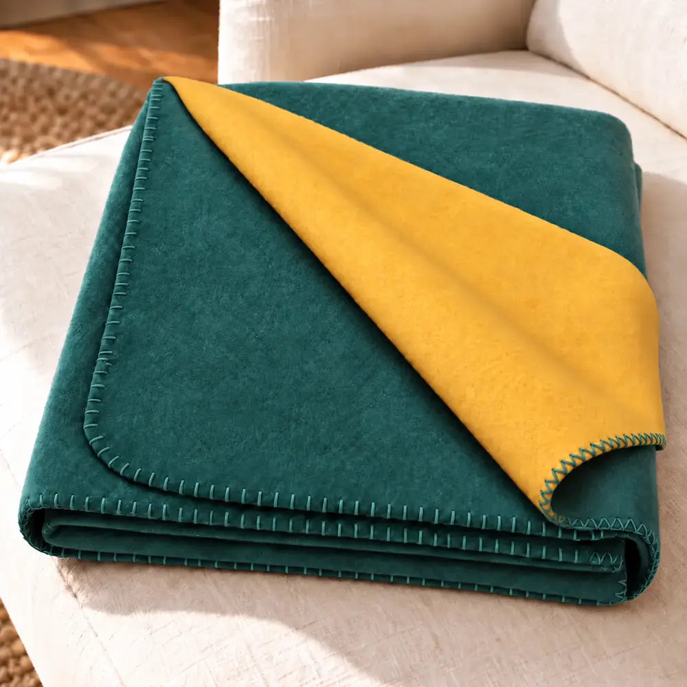 Plaid coperta in pile double face ALPURA 210 × 240 cm - Verde Foresta