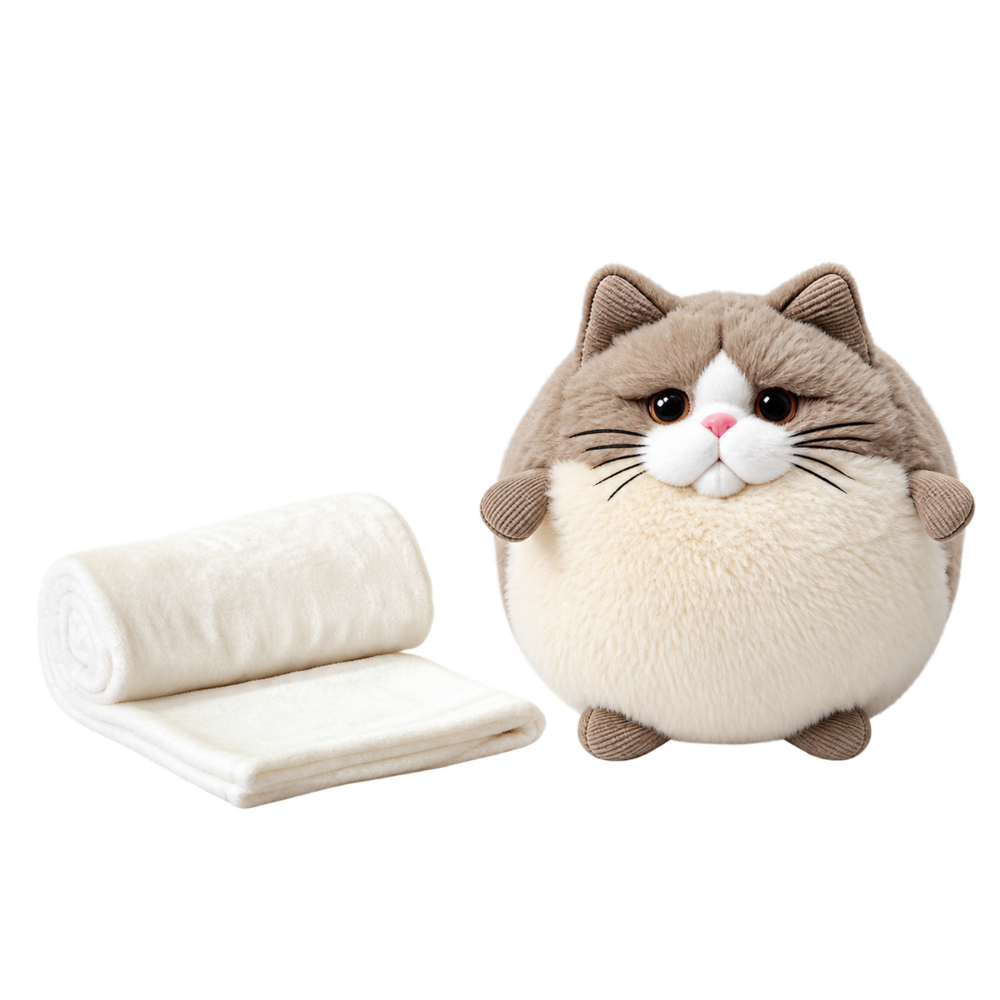 Pupazzo portapigiama Gatto con plaid 90 × 75 cm