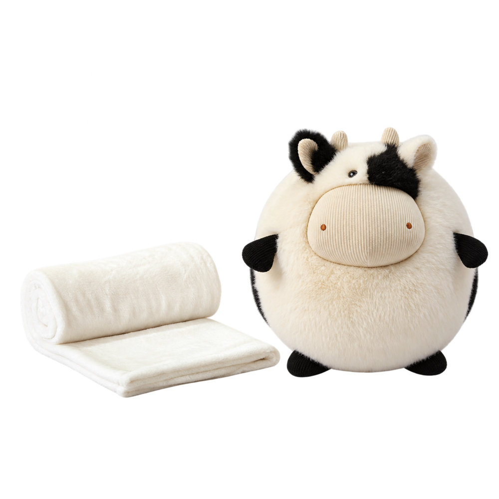 Pupazzo portapigiama Mucca con plaid 90 × 75 cm