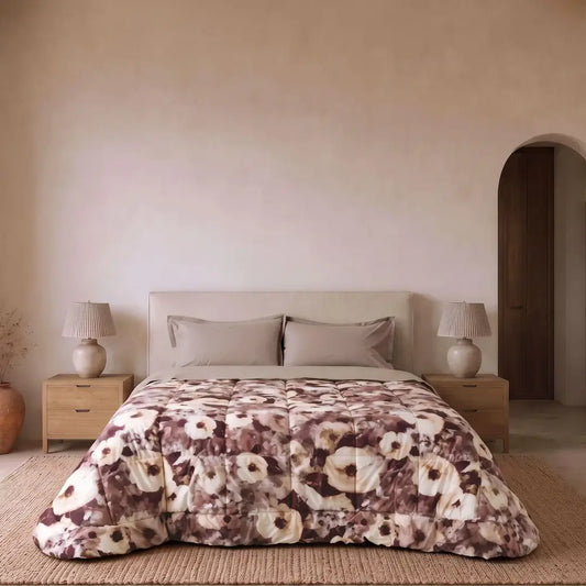 Trapunta invernale in velluto EIRA Beige - vista frontale