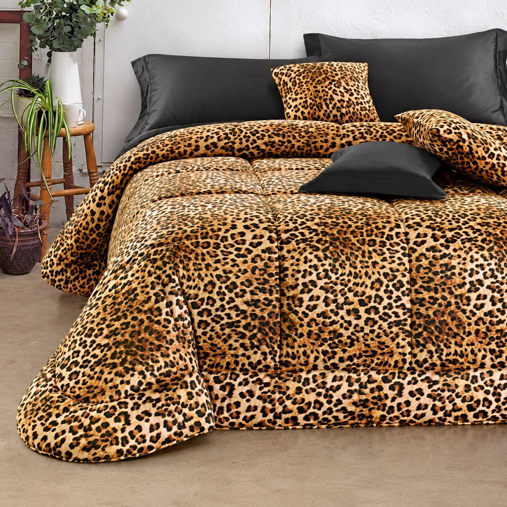 Trapunta matrimoniale FERRARUCCIA Safari 260 × 265 cm - Disegno 19 leopardato